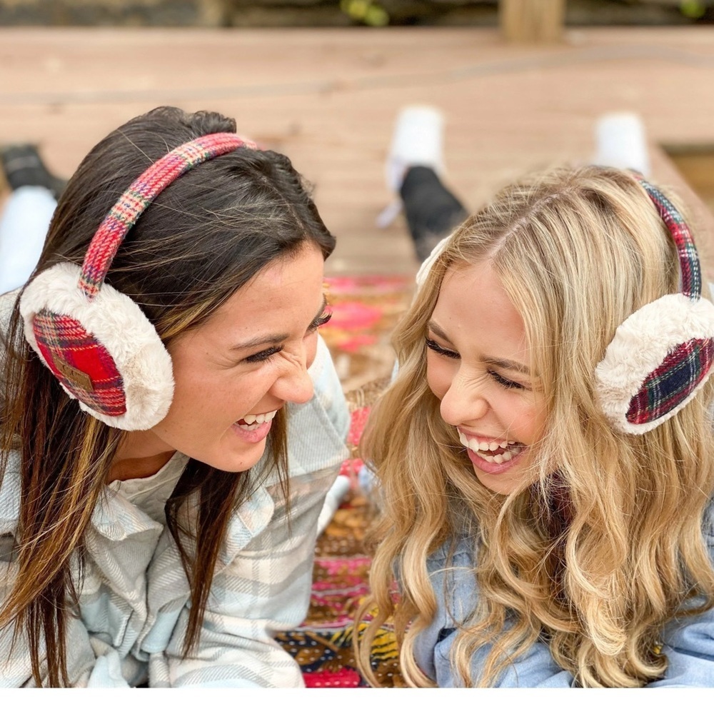 CC Beanie plaid earmuffs